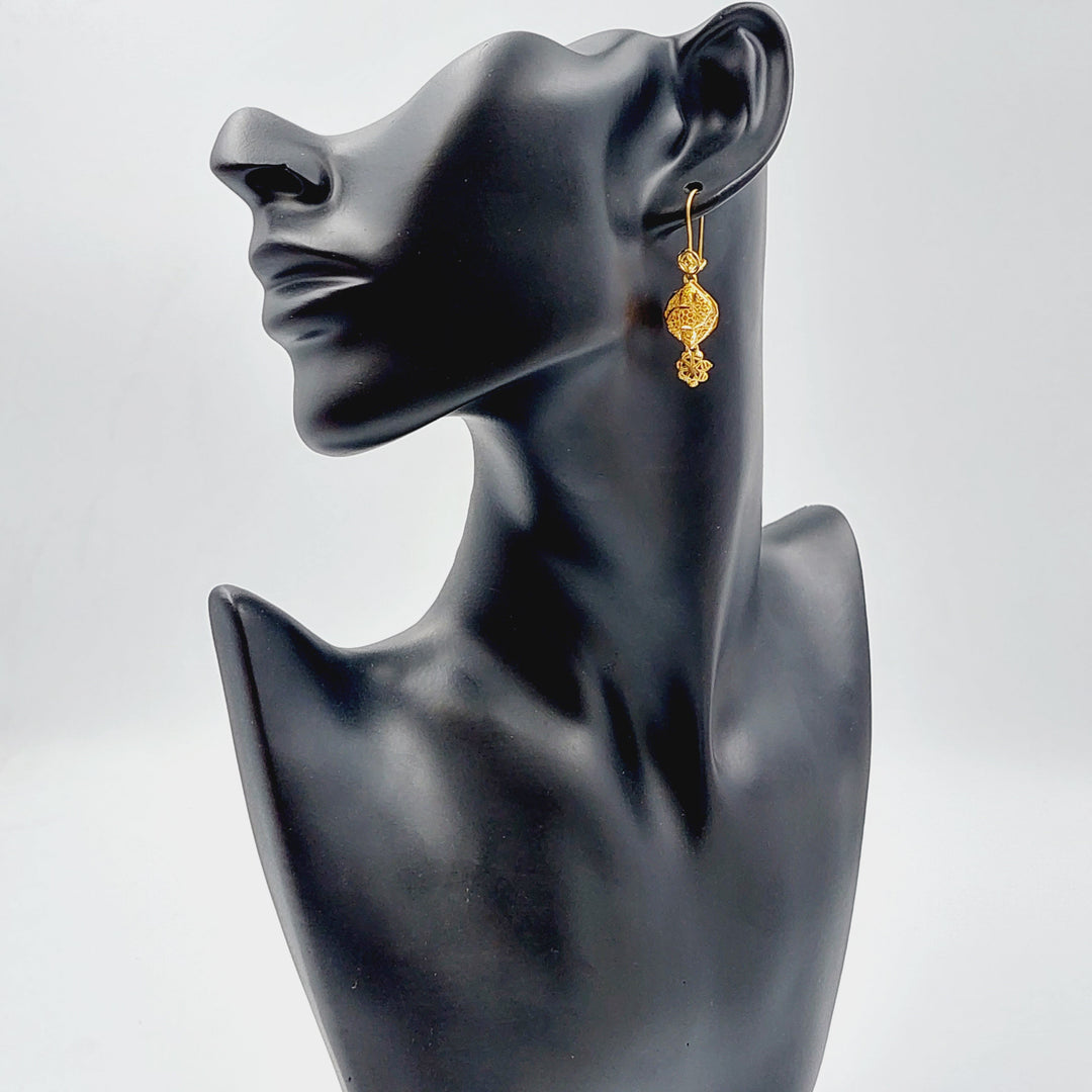 21K Gold Kuwaiti Earrings by Saeed Jewelry - Image 3