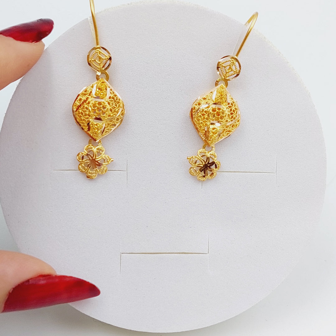 21K Gold Kuwaiti Earrings by Saeed Jewelry - Image 1