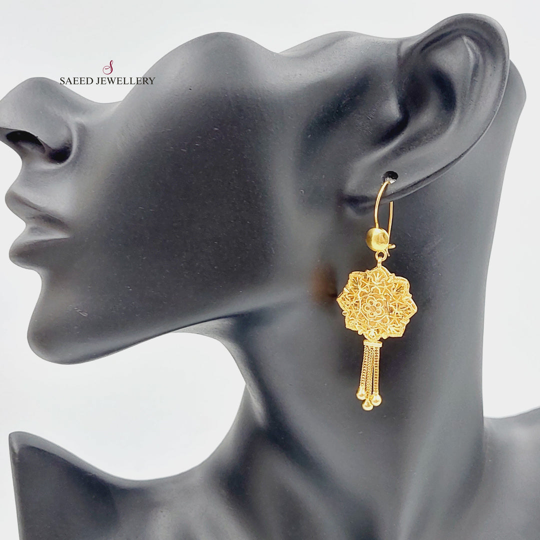 21K Gold Kuwaiti Earrings by Saeed Jewelry - Image 3