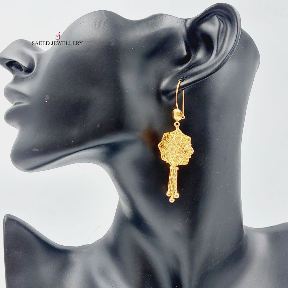 21K Gold Kuwaiti Earrings by Saeed Jewelry - Image 2