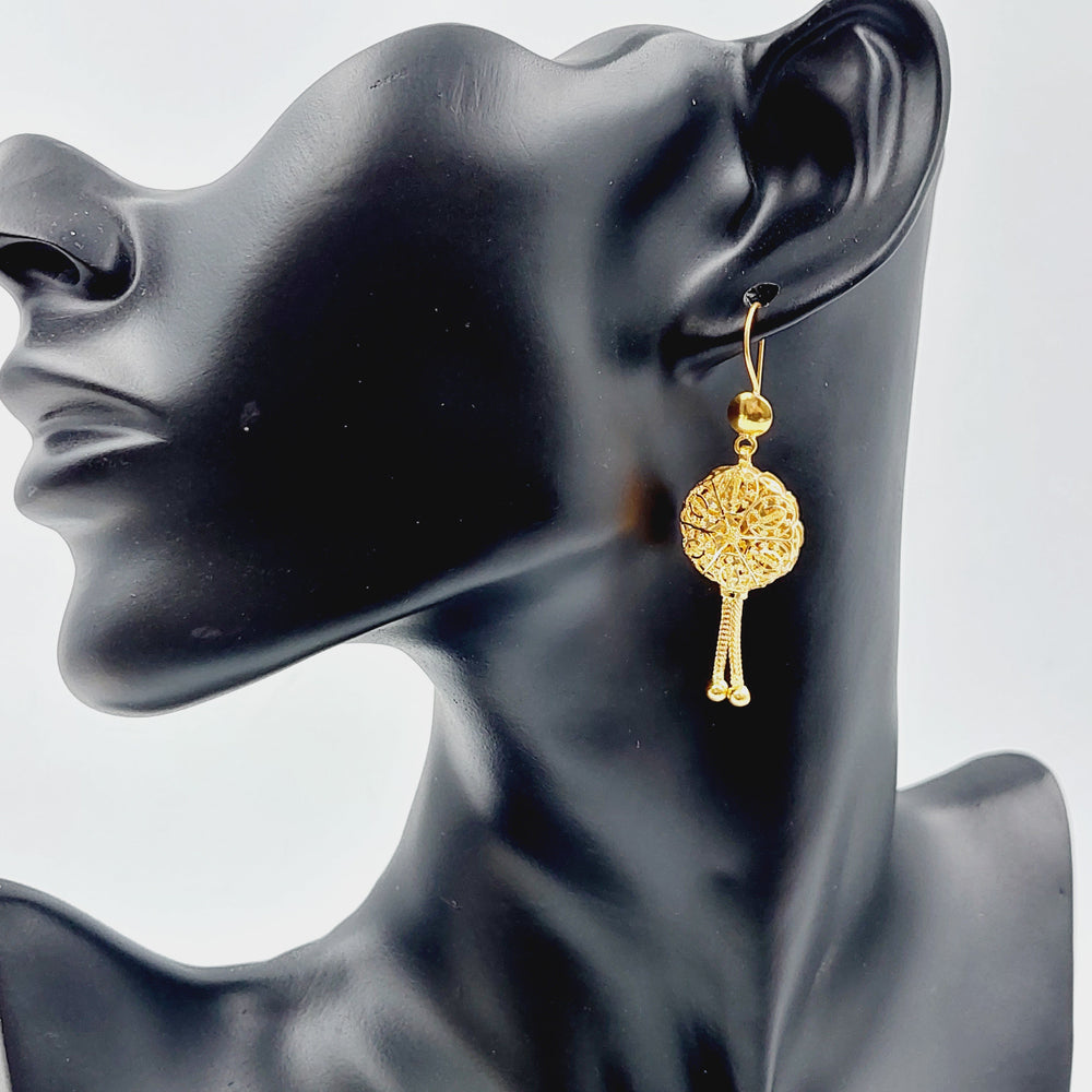 21K Gold Kuwaiti Earrings by Saeed Jewelry - Image 2