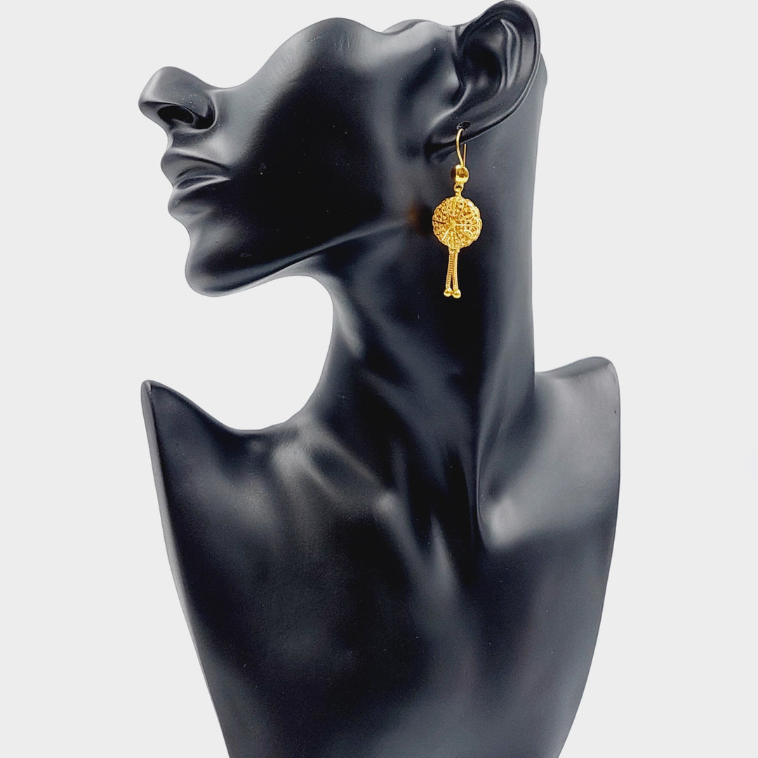 21K Gold Kuwaiti Earrings by Saeed Jewelry - Image 3