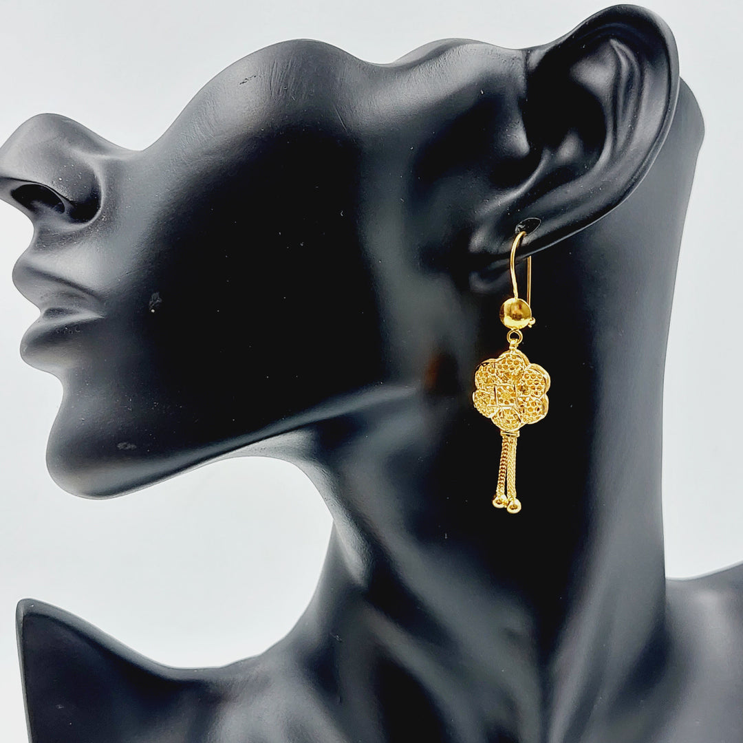 21K Gold Kuwaiti Earrings by Saeed Jewelry - Image 2