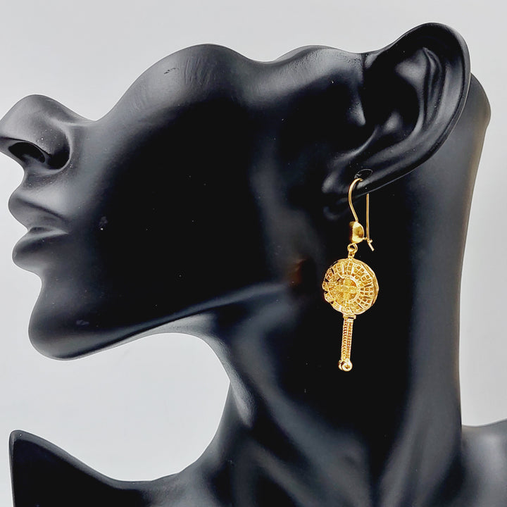 21K Gold Kuwaiti Earrings by Saeed Jewelry - Image 2