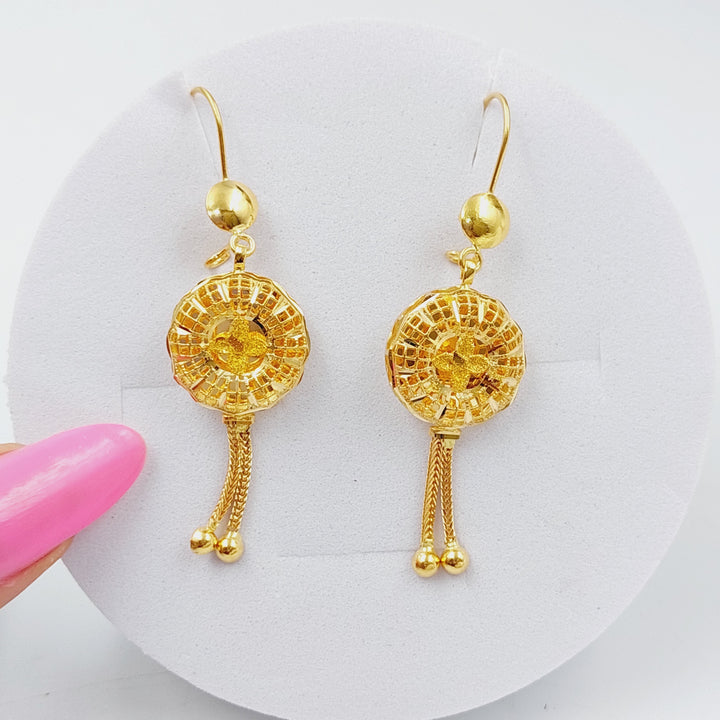 21K Gold Kuwaiti Earrings by Saeed Jewelry - Image 1