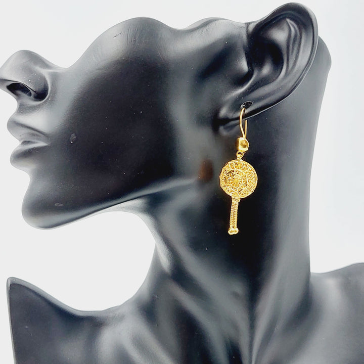 21K Gold Kuwaiti Earrings by Saeed Jewelry - Image 2