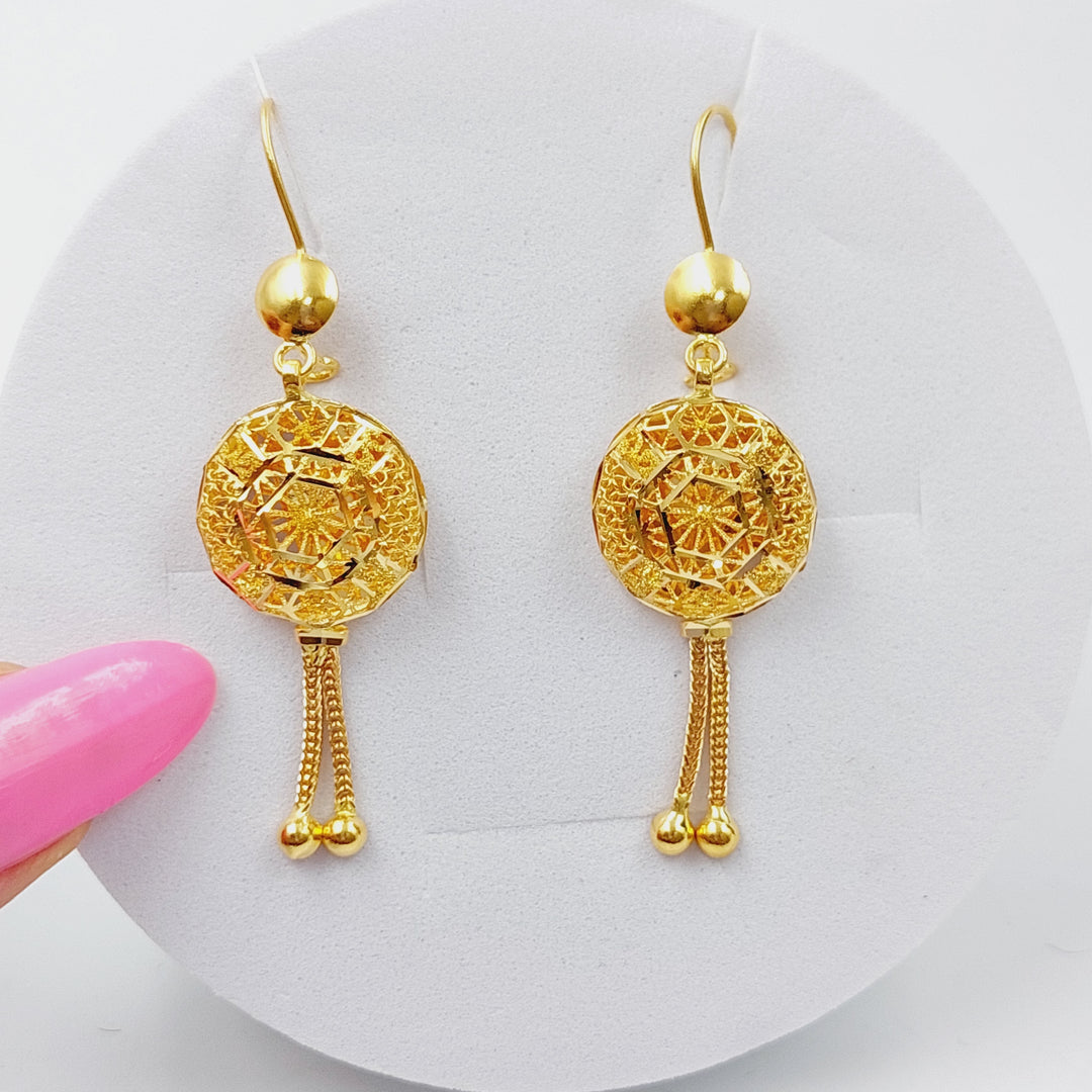 21K Gold Kuwaiti Earrings by Saeed Jewelry - Image 1