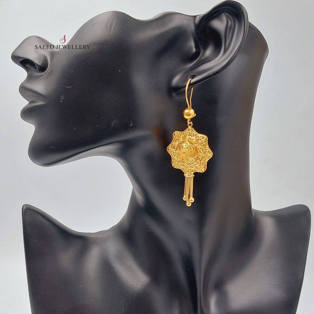 21K Gold Kuwaiti Earrings by Saeed Jewelry - Image 2