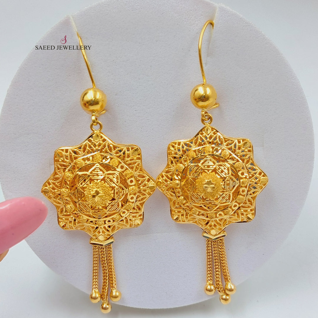 21K Gold Kuwaiti Earrings by Saeed Jewelry - Image 1