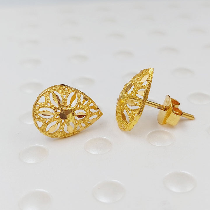 21K Gold Kuwaiti Earrings by Saeed Jewelry - Image 4