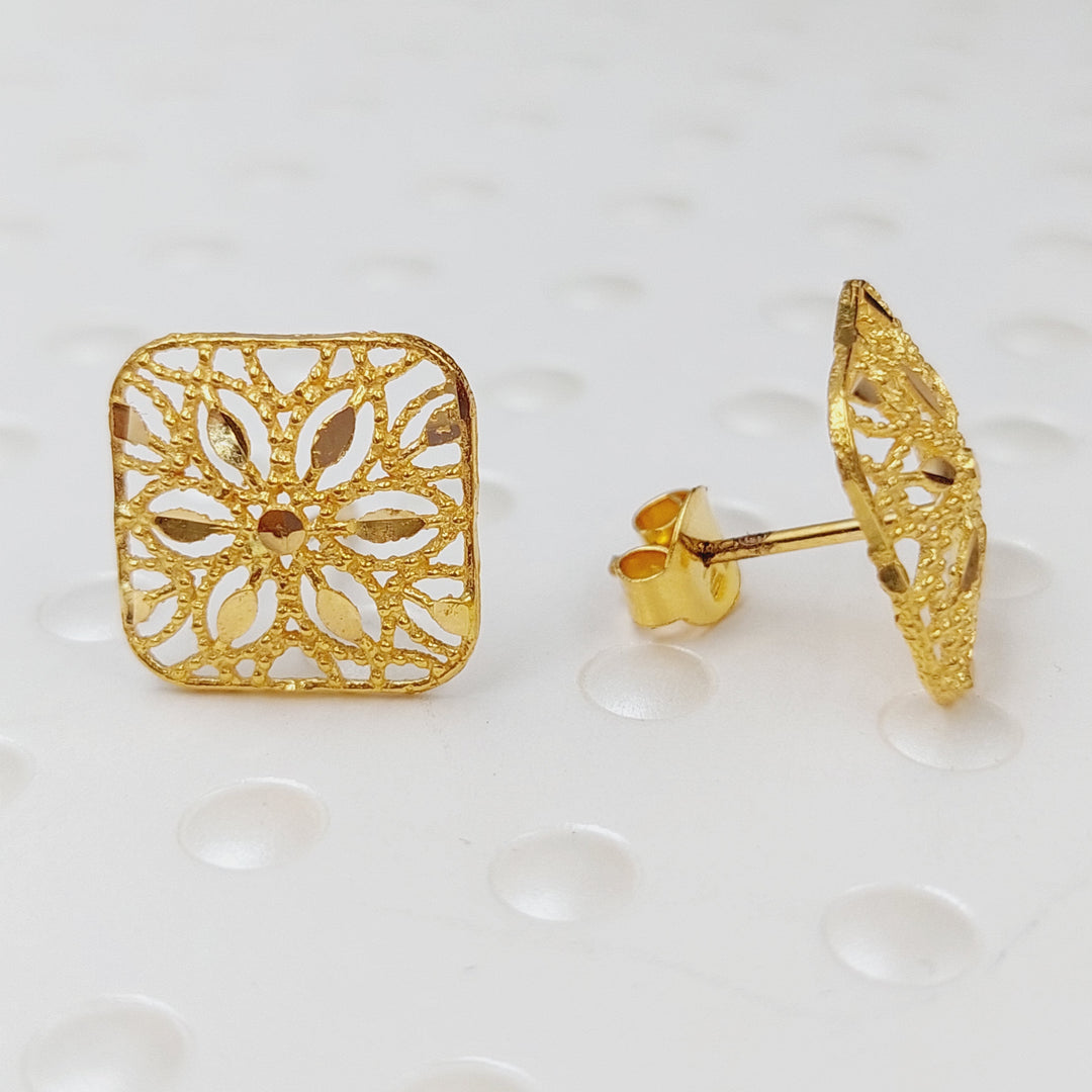 21K Gold Kuwaiti Earrings by Saeed Jewelry - Image 2