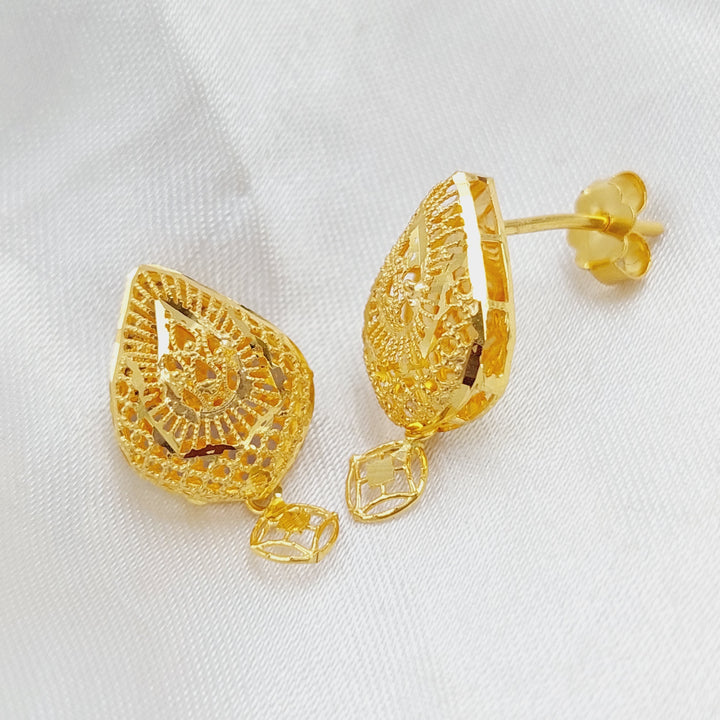 21K Gold Kuwaiti Earrings by Saeed Jewelry - Image 4