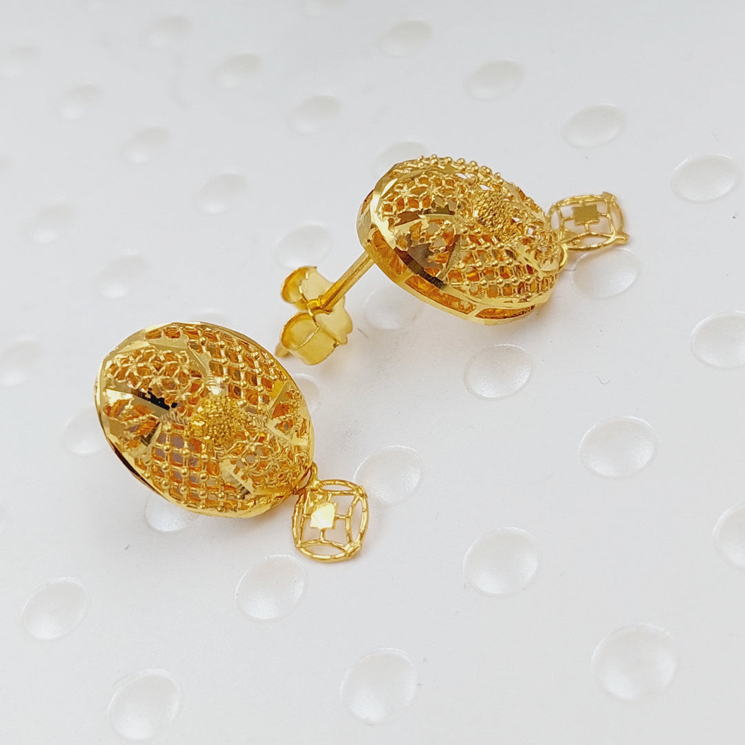 21K Gold Kuwaiti Earrings by Saeed Jewelry - Image 4