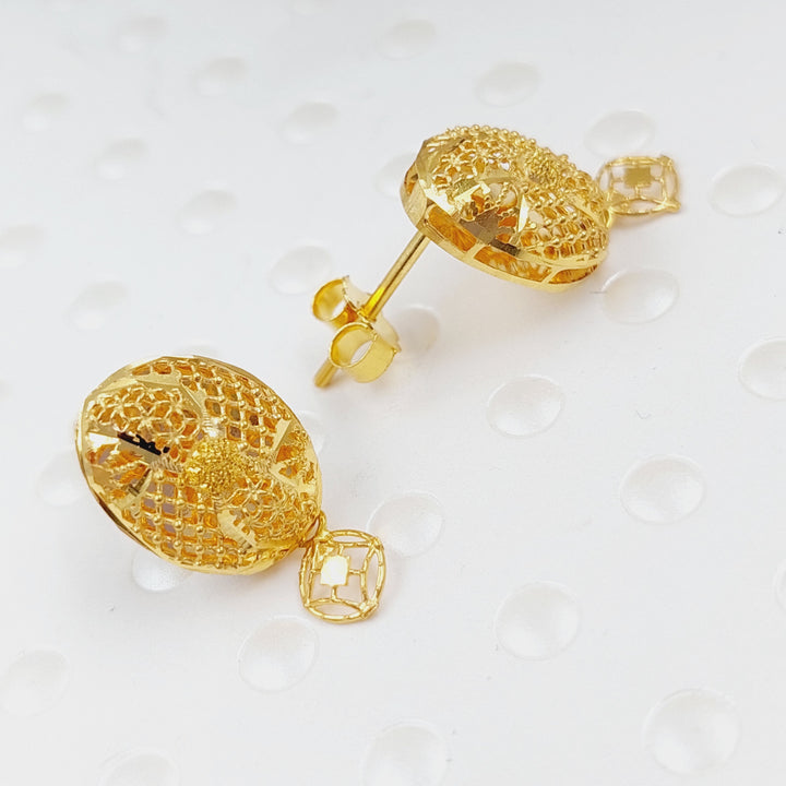 21K Gold Kuwaiti Earrings by Saeed Jewelry - Image 6