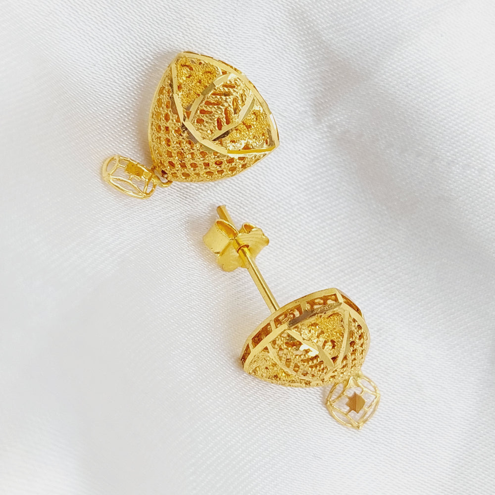 21K Gold Kuwaiti Earrings by Saeed Jewelry - Image 2