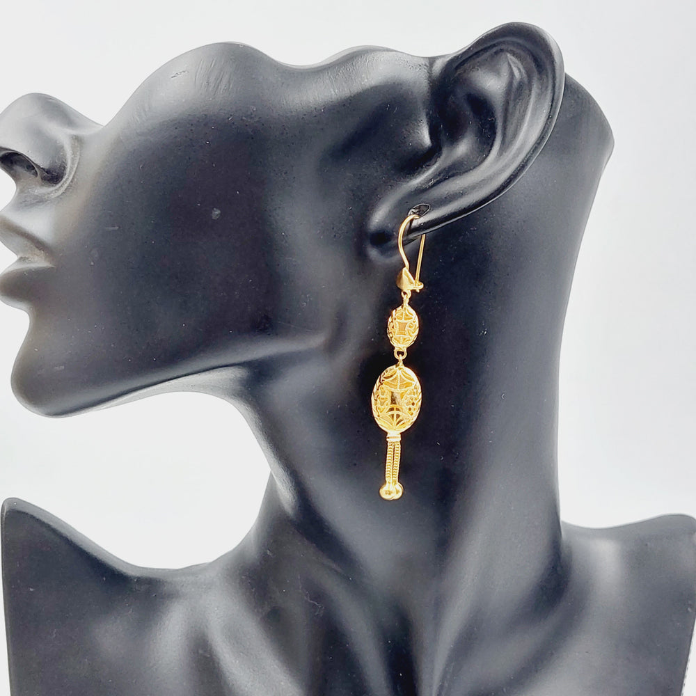 21K Gold Kuwaiti Earrings by Saeed Jewelry - Image 2