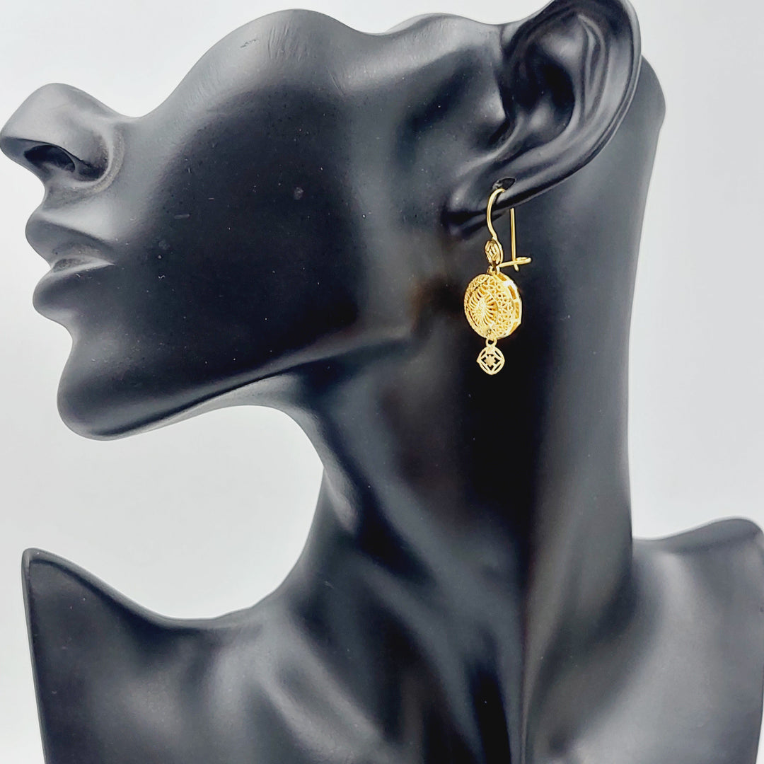 21K Gold Kuwaiti Earrings by Saeed Jewelry - Image 2