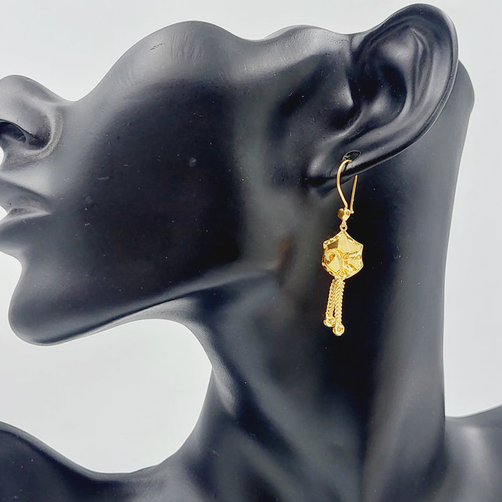 21K Gold Kuwaiti Earrings by Saeed Jewelry - Image 2