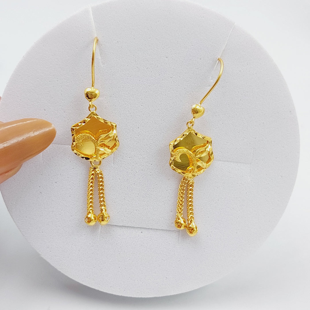 21K Gold Kuwaiti Earrings by Saeed Jewelry - Image 1