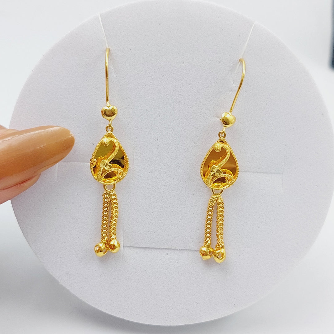 21K Gold Kuwaiti Earrings by Saeed Jewelry - Image 4