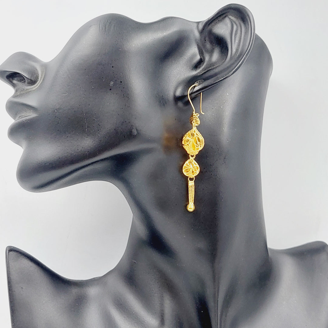 21K Gold Kuwaiti Earrings by Saeed Jewelry - Image 2