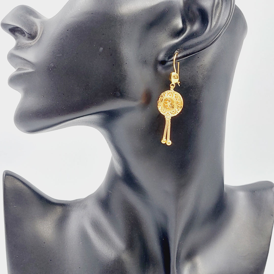 21K Gold Kuwaiti Earrings by Saeed Jewelry - Image 2