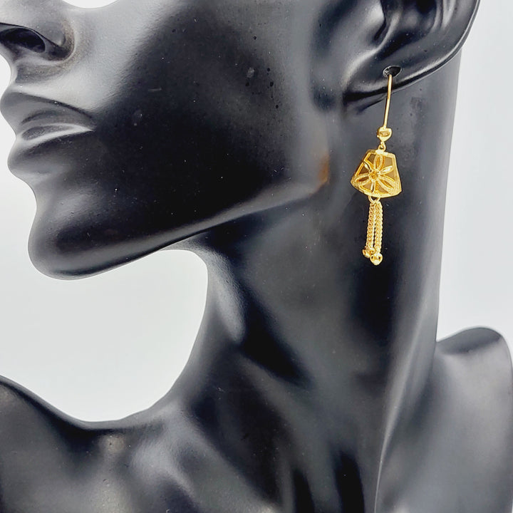 21K Gold Kuwaiti Earrings by Saeed Jewelry - Image 2