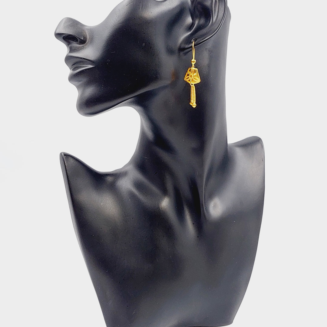 21K Gold Kuwaiti Earrings by Saeed Jewelry - Image 3