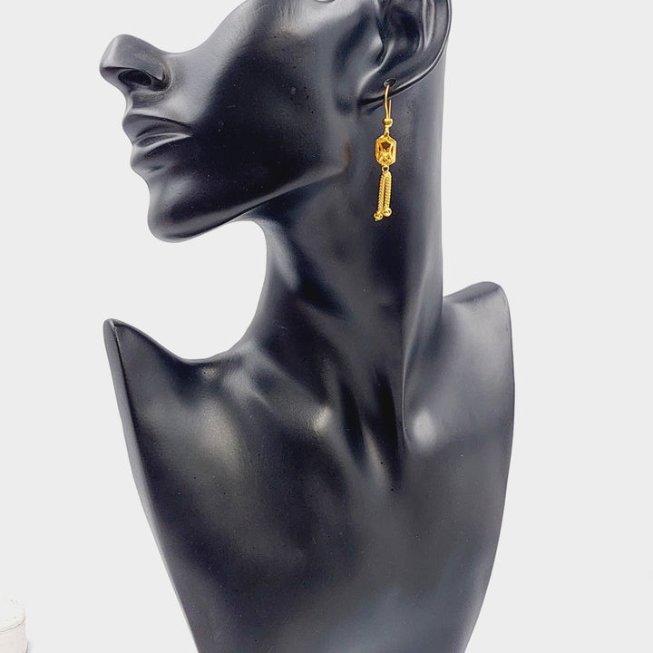 21K Gold Kuwaiti Earrings by Saeed Jewelry - Image 3