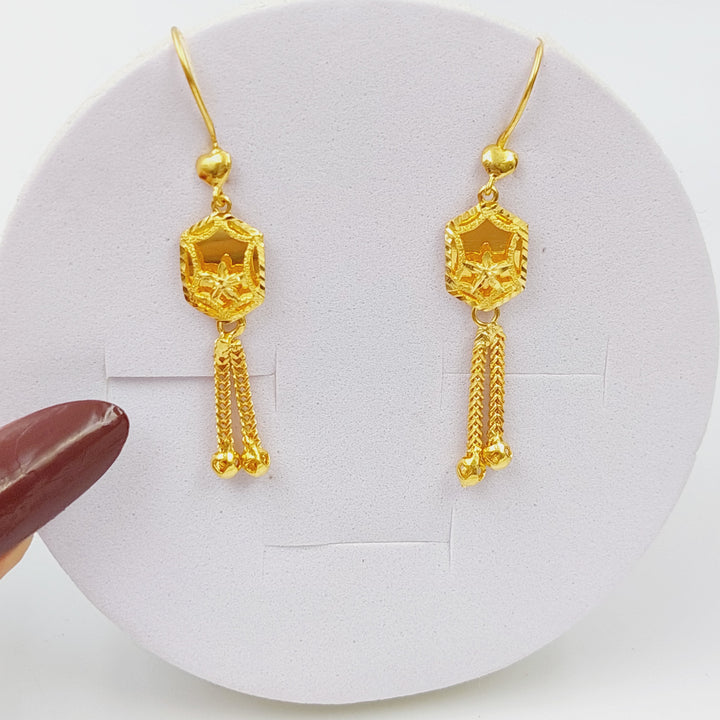 21K Gold Kuwaiti Earrings by Saeed Jewelry - Image 1