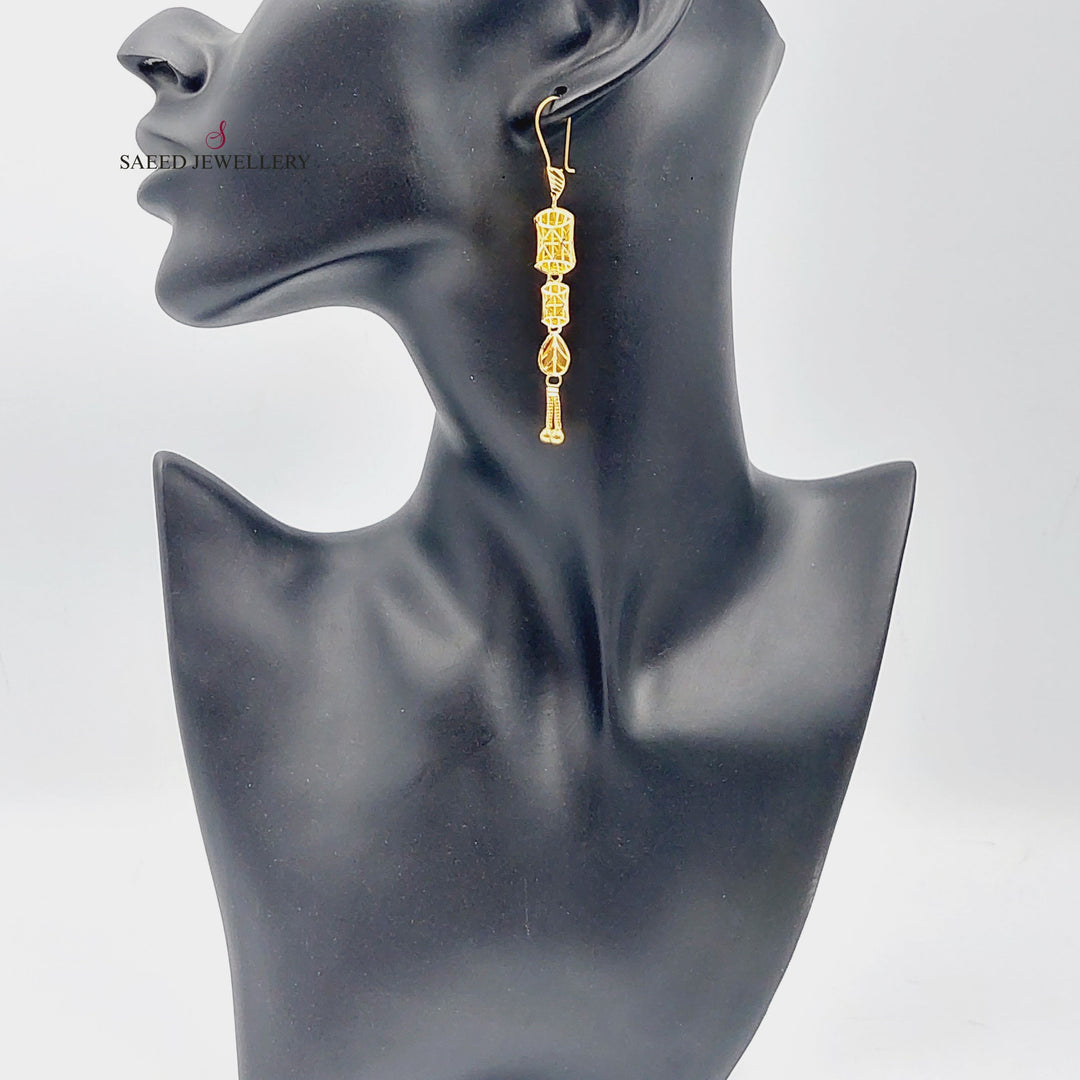 21K Gold Kuwaiti Earrings by Saeed Jewelry - Image 3