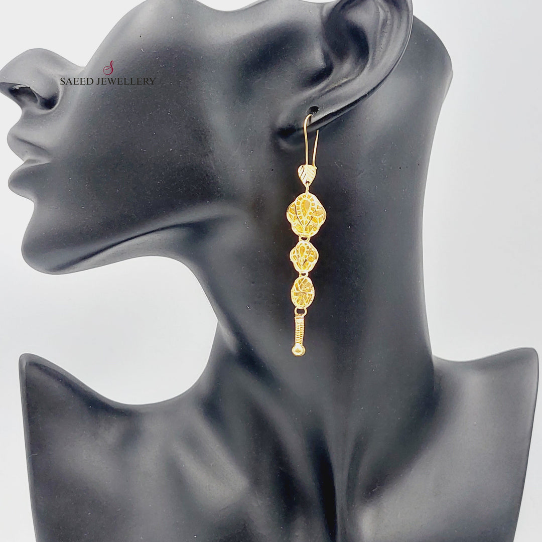 21K Gold Kuwaiti Earrings by Saeed Jewelry - Image 2