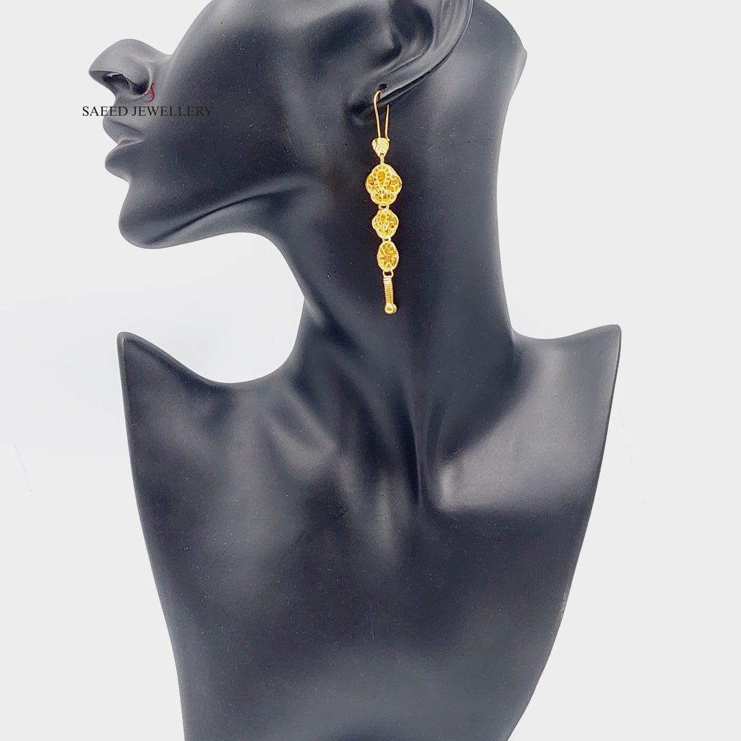 21K Gold Kuwaiti Earrings by Saeed Jewelry - Image 3