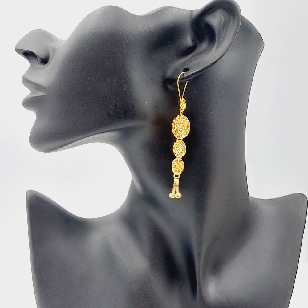 21K Gold Kuwaiti Earrings by Saeed Jewelry - Image 2