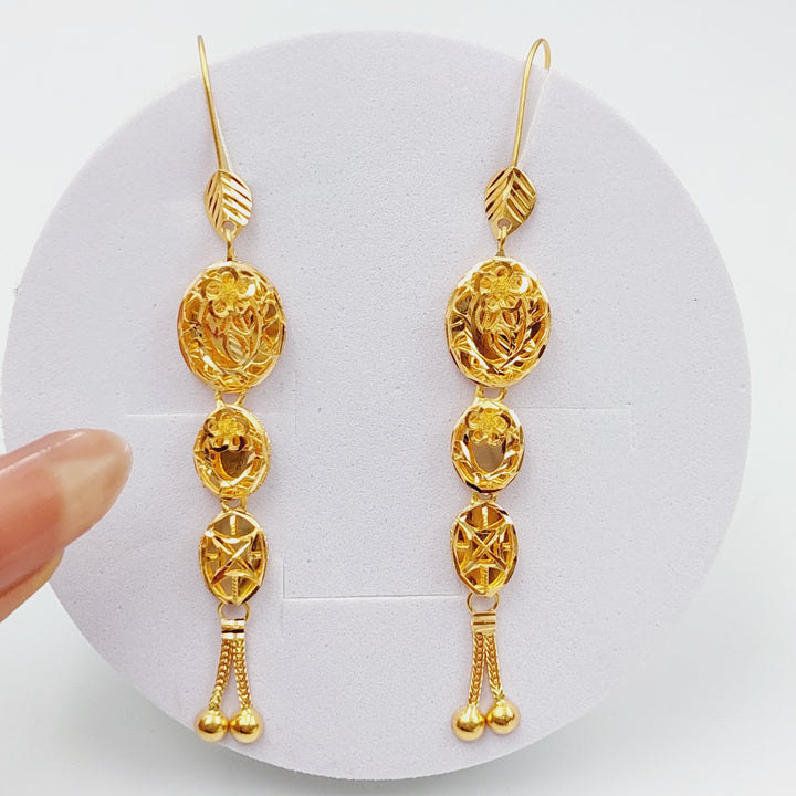 21K Gold Kuwaiti Earrings by Saeed Jewelry - Image 1