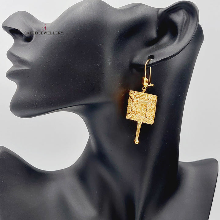 21K Gold Kuwaiti Earrings by Saeed Jewelry - Image 2