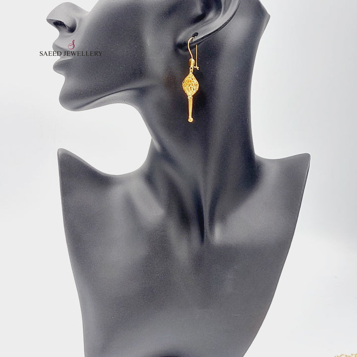 21K Gold Kuwaiti Earrings by Saeed Jewelry - Image 2