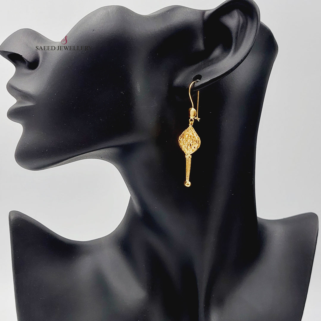 21K Gold Kuwaiti Earrings by Saeed Jewelry - Image 3