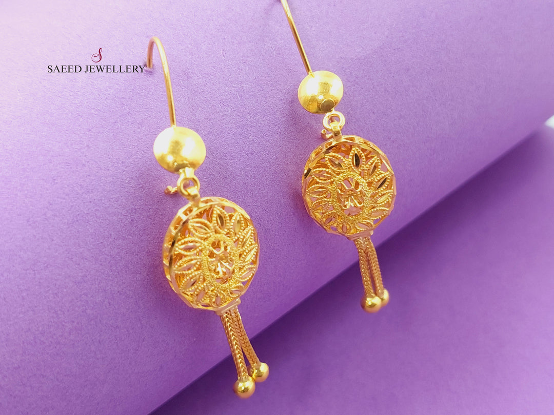 21K Gold Kuwaiti Earrings by Saeed Jewelry - Image 1