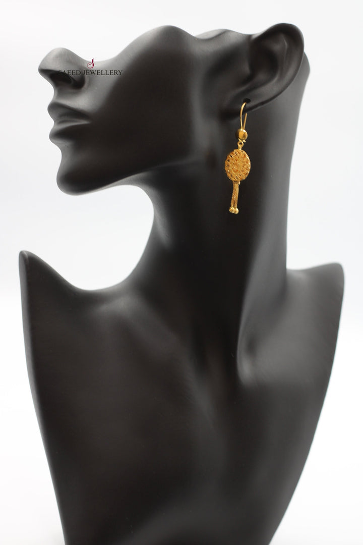 21K Gold Kuwaiti Earrings by Saeed Jewelry - Image 2