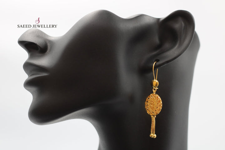 21K Gold Kuwaiti Earrings by Saeed Jewelry - Image 3