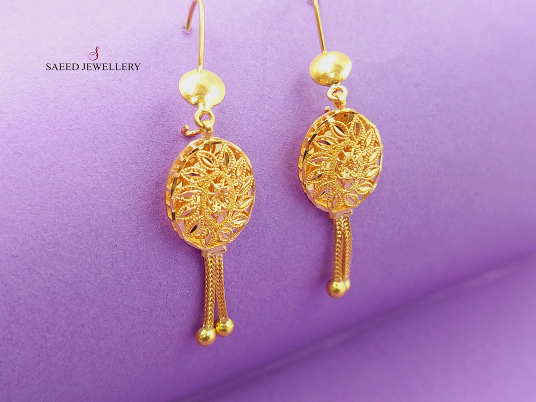 21K Gold Kuwaiti Earrings by Saeed Jewelry - Image 1