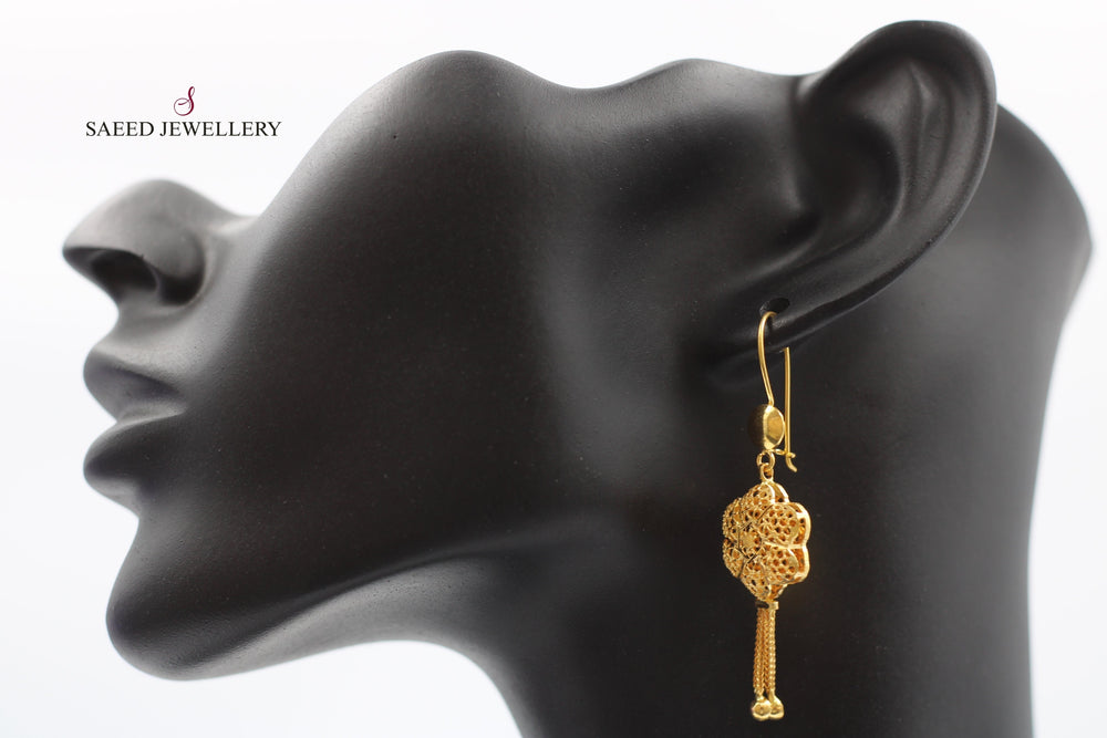 21K Gold Kuwaiti Earrings by Saeed Jewelry - Image 2