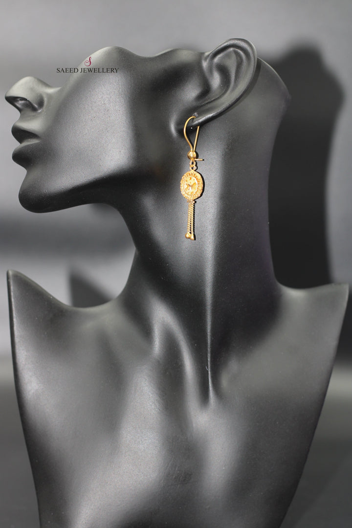 21K Gold Kuwaiti Earrings by Saeed Jewelry - Image 3