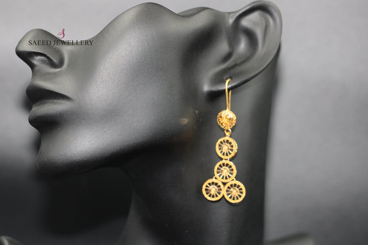 21K Gold Kuwaiti Earrings by Saeed Jewelry - Image 2