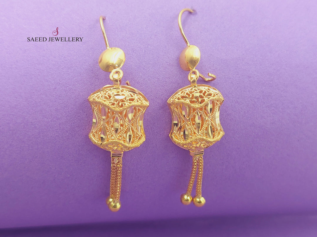 21K Gold Kuwaiti Earrings by Saeed Jewelry - Image 1