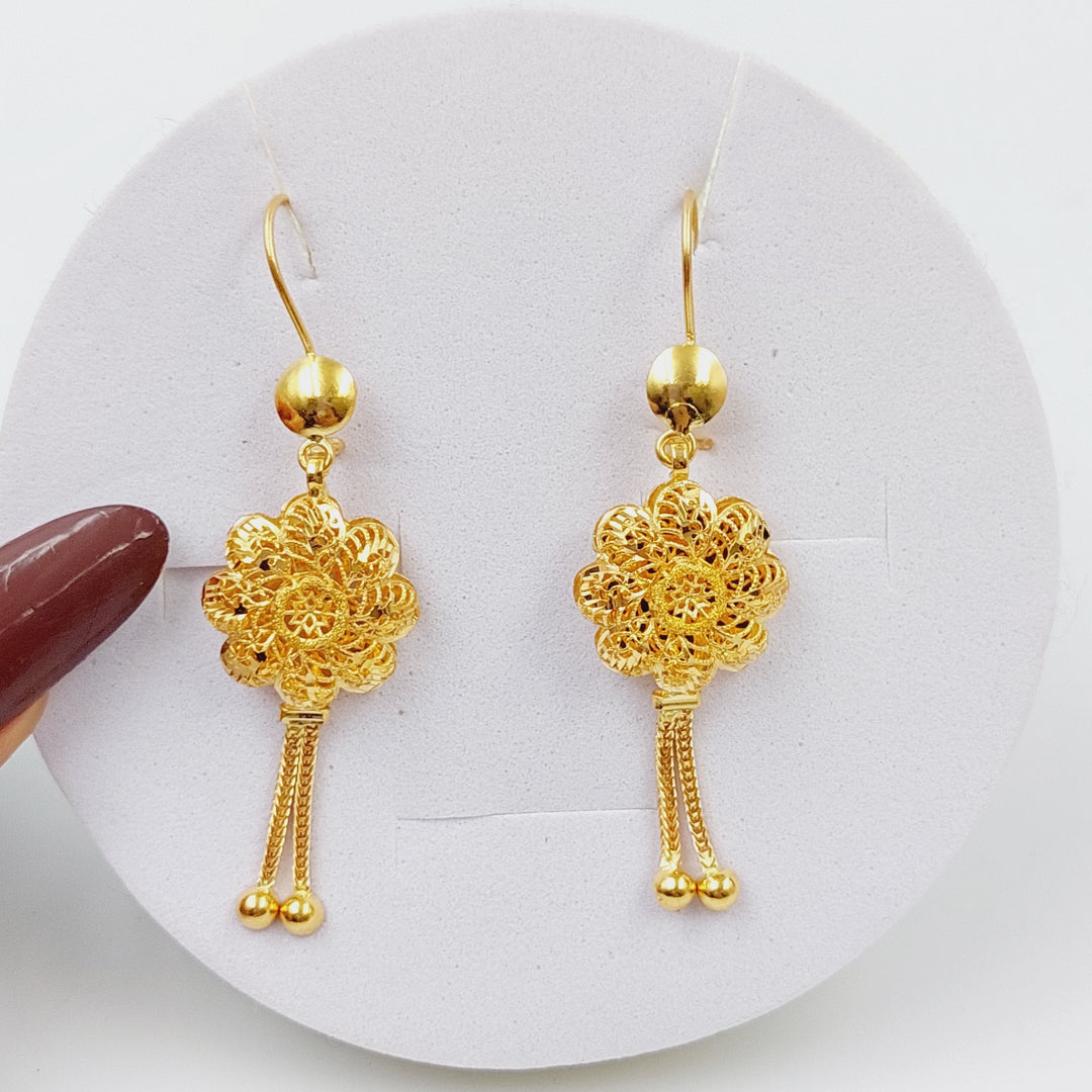 21K Gold Kuwaiti Earrings Rose by Saeed Jewelry - Image 1