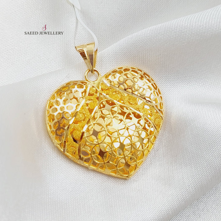 21K Gold Kuwaiti Heart Pendant by Saeed Jewelry - Image 2