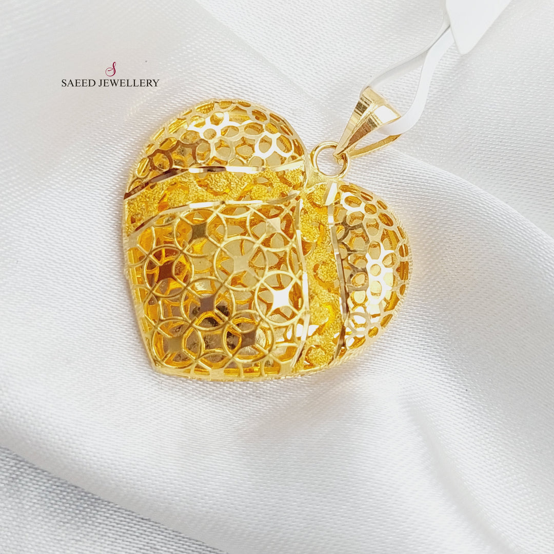 21K Gold Kuwaiti Heart Pendant by Saeed Jewelry - Image 1