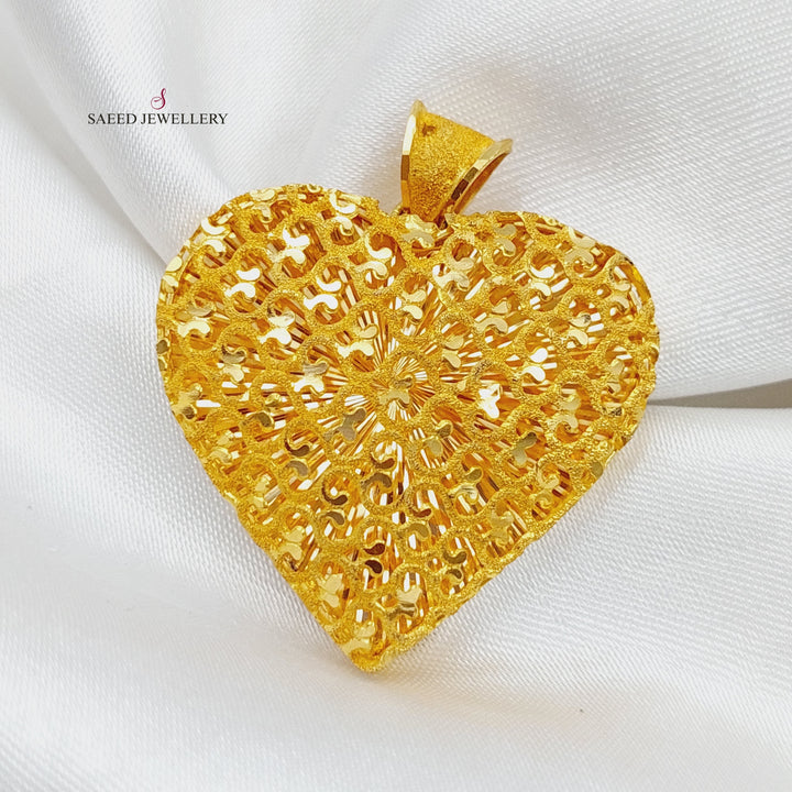 21K Gold Kuwaiti Heart Pendant by Saeed Jewelry - Image 5